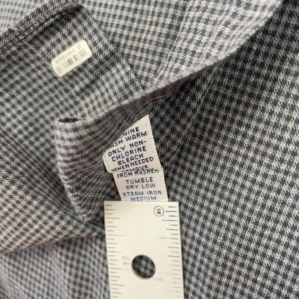 Ralph‎ Lauren Mens Button Up Shirt Gray Houndstooth Size 2XL Big Flawed/Bleach